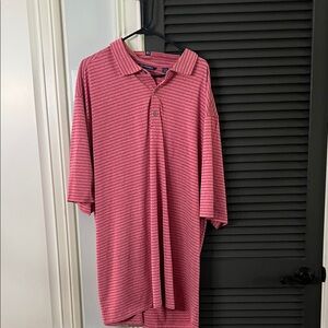 Men's Red Heather and Red Striped Polo Shirt